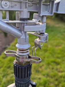 A pin diffuser allows for a customized spray from powerful jet to gentle mist. I show every member of my crew how to use the sprinkler, so they can water properly and efficiently.