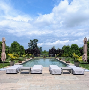 My pool was built to run north to south in this space, so I could enjoy all the gorgeous views of the landscape. The pool project was completed in 2018 and has quickly become one of most popular spots to gather.