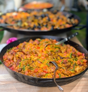 I served three different kinds - one with seafood, one with meats, and one that was vegetarian. One ingredient in all is saffron. It adds flavor and color to the iconic Spanish rice dish. And, I grow it right here at the farm.