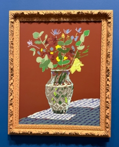The arrangements represent floral still life, and his observations of the changing seasons in what is included in the bouquets.