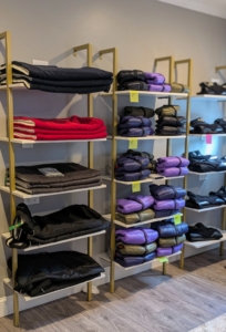 And this area has a collection of cold-weather vests and coats for big and small dogs.