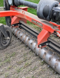 This week, my outdoor grounds crew is also giving the four miles of carriage road around my farm some attention. The Land Pride PR1690 Power Rake is secured to the back of our tractor in order to rake and grade the carriage roads.