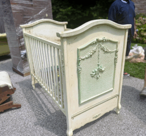 This vintage crib is waiting for just the right buyer to restore it.