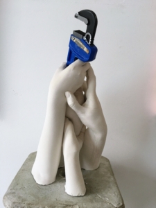 Here is a sculpture of what could soon be a giant public art installation called The Makers, showing how girls and young women are taught to use tools.