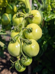 So many tomatoes are developing on the vines, but they’re not ready just yet. Most tomato plant varieties need between 50 and 90 days to mature. Planting can also be staggered to produce early, mid and late season tomato harvests.