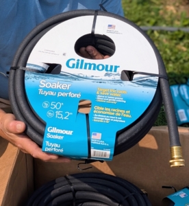 My latest shipment from Gilmour includes 50-foot soaker hoses. These hoses will be put to great use all around my farm.