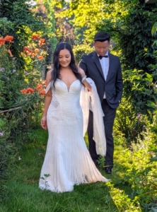 And here is the couple walking under the long pergola.