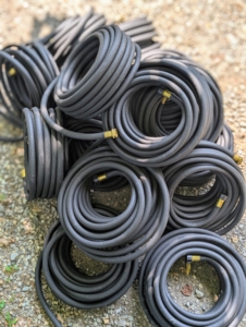 Each of these hoses is 50-feet long, but they also come in a 25-foot length. They are made from 100-percent recycled vinyl, which is environmentally friendly and clog-resistant.
