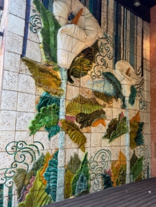 Portugal is famous for its azulejos, or blue wall tiles. The tiles can be found throughout the country in all kinds of structures from opulent palaces to humble homes and dates back to the 15th century. This is a modern example of Portuguese tile making located on Aveneida de Liberdade.