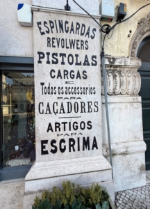Matt has a great love for signs, especially the ones that preserve historic times. Here is an old store sign for pistols, supplies, and accessories for escrima, a martial art using weapons.