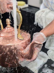After rubbing the piece with cream, wash it with dish soap and water to ensure all the cream is removed.
