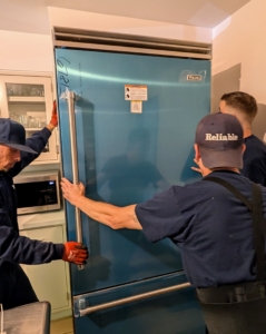 The fridge is now level and can easily be wheeled into its permanent position.