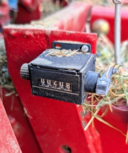 Here's the bale counter right on the baler - 208! That's a lot of hay!