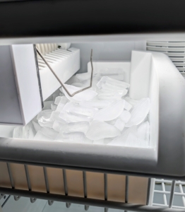 And the freezer has a large-capacity automatic ice maker and bucket.