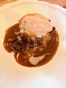 Among our desserts - Sticky Toffee Pudding with pumpkin, spiced gelato and pepitas, or pumpkin seeds.