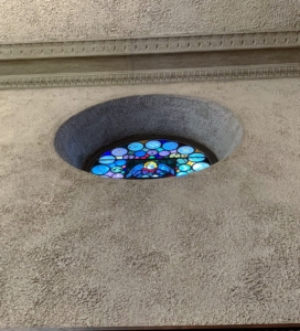 Above are 16th century French and Swiss glass windows. Nine of these windows were made especially for the Music Room.