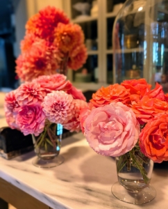 Enma made big arrangements and small. Sometimes, just a handful of flowers in a smaller glass vase is all one needs. Flower arrangements do not have to be huge or elaborate to be stunning.