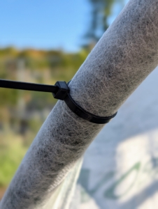 Pete uses the same zip ties to secure the cover all around the frame. These ties are easy to find at hardware shops and easy to use and remove when needed.