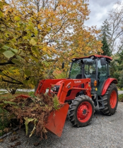 My dependable Kubota tractors are always at work. Here’s another load ready to be taken to the compost pile.