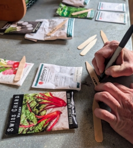 Next, after Ryan selects what seeds he is using, he makes corresponding markers.