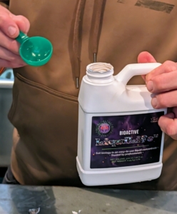 While this can also be added to the planting soil, Ryan uses it as a pre-planting garlic soak.