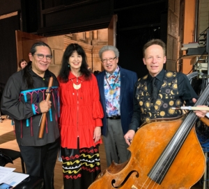 Here is Tim at the premiere performance of "How Bright the Sunlight" with US Poet Laureate, Joy Harjo, Muscogee/Creek, at the Eastman School of Music. Tim and Joy are joined by Anthony Davis, and James VanDemark.