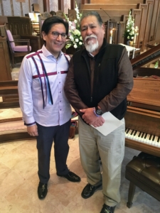 Here is Tim wearing the traditional ribbon shirt. These shirts are commonly worn during special occasions and ceremonies to signify heritage and identity.