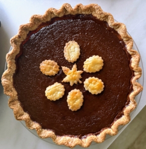 Here's one of the maple bourbon pumpkin pies.