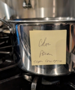 Because I am making several different kinds of pies all at the same time, it is crucial that everything be labeled as it's mixed and cooked.