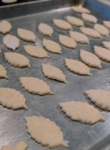 I make seasonal appropriate decorations, such as leaves.