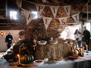 The décor at Stissing House was very fitting for the season - autumn leaves, pumpkins, and bales of hay on a giant table. (Photo by Olya Vysotskaya)