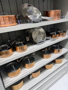 My Martha by Martha Stewart Stainless Steel Saucepans with copper exteriors are essential in the kitchen. These pots and pans distribute heat excellently and have extra long riveted handles for strength and leverage. You'll use them over and over for years.