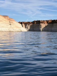 Lake Powell is so pristine with its turquoise waters. It measures more than 400-feet deep and 186-miles long. This man-made lake and reservoir is home to many animals including herons, eagles, and fish.