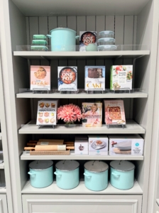My bestselling books are also available in the store - buy one for yourself or gift one, or two, or three for the holidays! Here, my books are displayed with my 12-quart enamel on steel scratch resistant stock pots in "Martha blue" - perfect for cooking large servings for holiday gatherings.