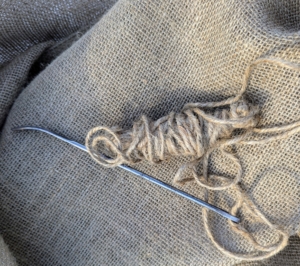 All the sewing is done using five-inch or eight-inch long craft needles specifically made for working with jute – every member of the outdoor grounds crew has his own needle. These needles have large eyes and bent tips.