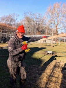 Cesar takes excellent care of all my birds - the geese, peafowl, pheasants, chickens, and turkeys. He's also proving to be a very good carpenter!