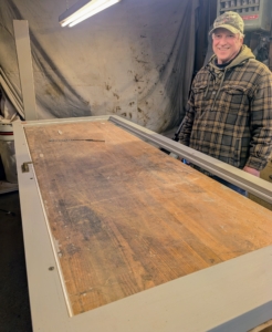 In my wood shop, Doug builds a new door for my Winter House kitchen - it's easily the most used door here at my farm.