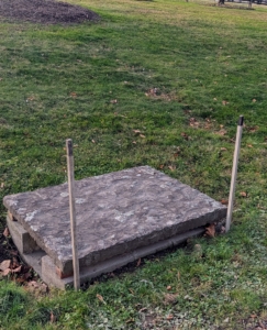 I also like to mark where catch basins are located. This saves a lot of time and needless digging when clearing them of snow and debris. I use stakes that are tall enough to see in the deep snow and mark both sides with black so there isn’t any confusion when it comes time to access them.