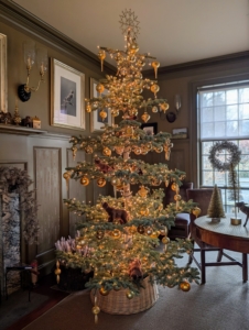 It's mid-December and less than two weeks left before Christmas. Have you decorated your home for the holidays? I start decorating soon after Thanksgiving. This is one of two Index fir trees in my Brown Room. And yes, they are both live trees.