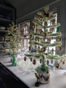 Every room has festive trees during the holiday season. This is one side of my servery.