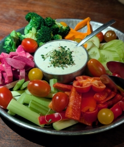 Some of the small bites included crudités and a creamy dipping sauce.