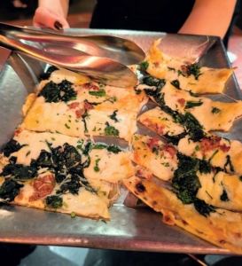 And here's a tray of vegetable flatbreads - hot and ready to serve.