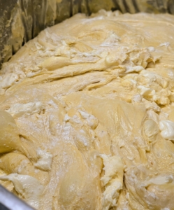 The dough is very buttery. The butter is used both as a flavor enhancer and as a structural component resulting in an airy and tender crumb.