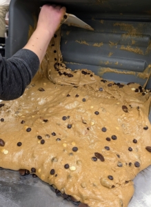 Here is another Espresso & Dark Chocolate panettone ready to shape. Chef Pierluigi and his crew have to bake hundreds of panettoni a day, so it is crucial that the crew works efficiently and quickly.