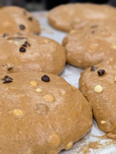 Each panettone is shaped into a disc weighing exactly one pound for medium. Then the panettone dough is left to proof, or rise.