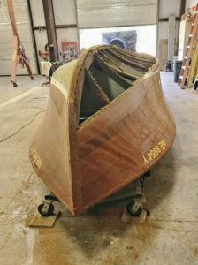 Work started right away. Greg carefully dismantled the boat to preserve its original pieces.