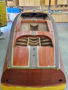 Here is the boat one year after restoration work began.