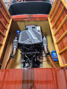 The only significant new piece was a modern engine. This is a 375 HP Mercruiser GM V-8 engine.