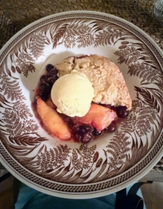 And of course dessert was a hit - Skylands Blueberry and Bedford Peach Cobbler with House Made Vanilla Bean Ice Cream. The wild blueberries grown here at Skylands and the peaches grown at my farm were so sweet and so flavorful.