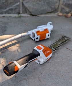 One of my favorite tools is the STIHL HSA 26 Battery-Powered Garden Shears. It is lightweight with a rubberized handle for a comfortable and secure grip. I use this tool all the time. It can also be used with the STIHL GTA 26 Extension Shaft for almost five feet more reach.